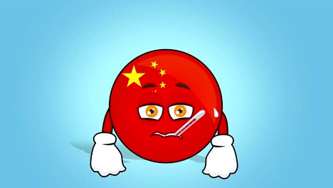 cartoon icon flag china ill with face animation