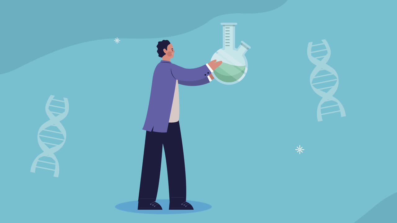 scientist with tube test worker character