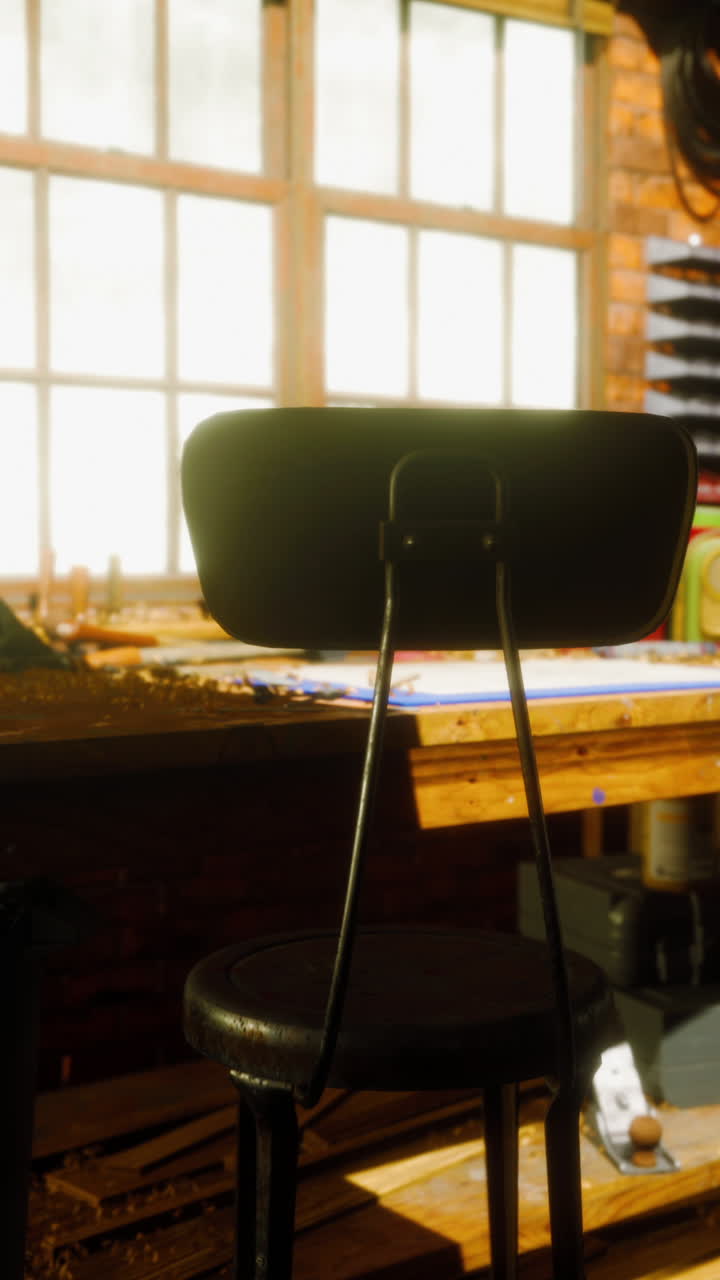 antiguo taller con una silla