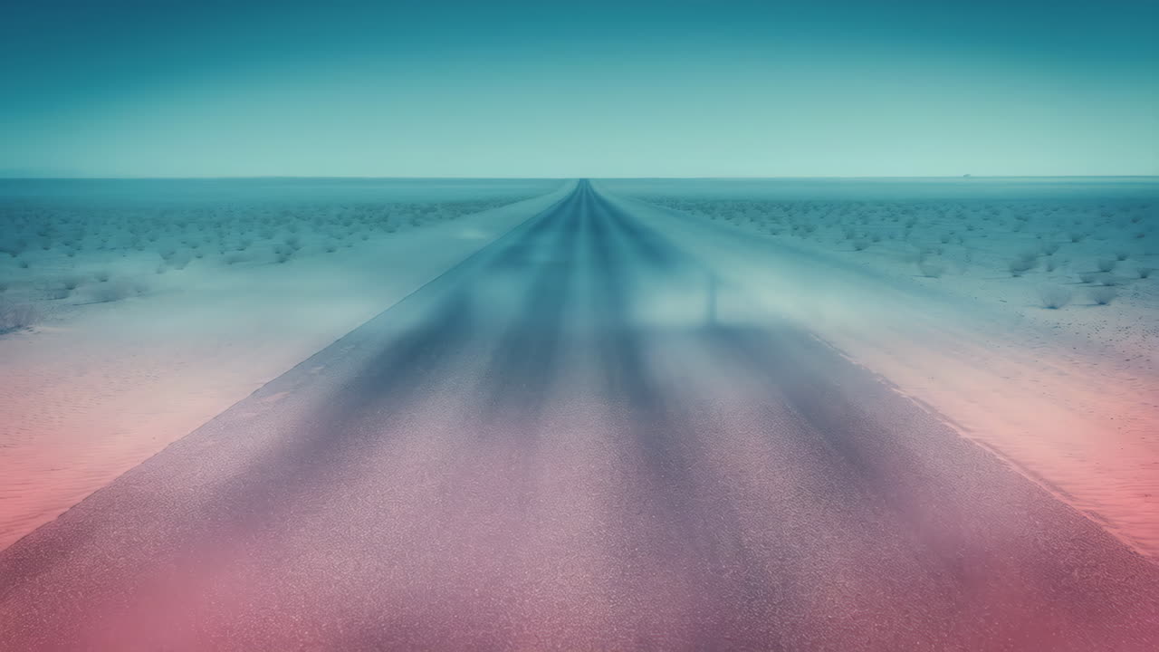 Long Ethereal Road Through a Desert Landscape