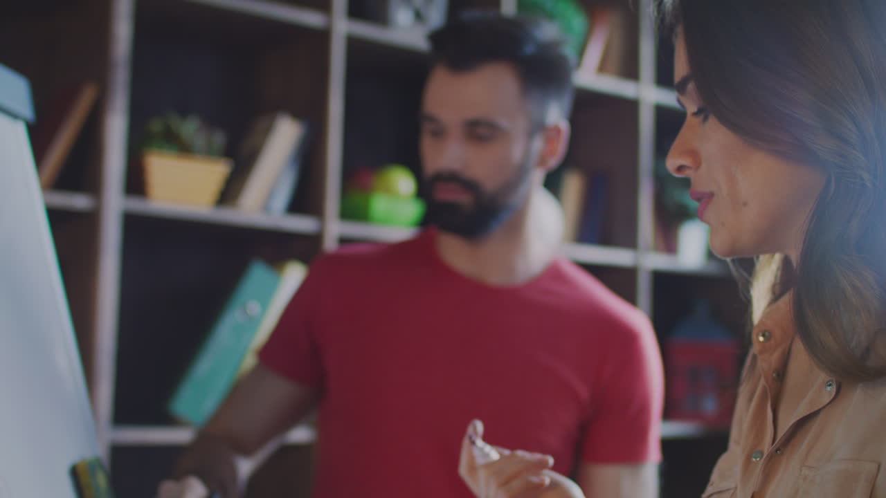 equipo de negocios trabajando con flip chart en la oficina