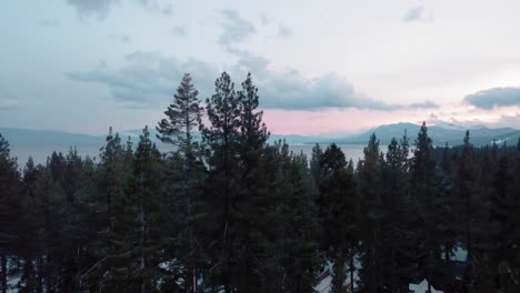 Drone-shot-of-Lake-Tahoe-during-blue-hour