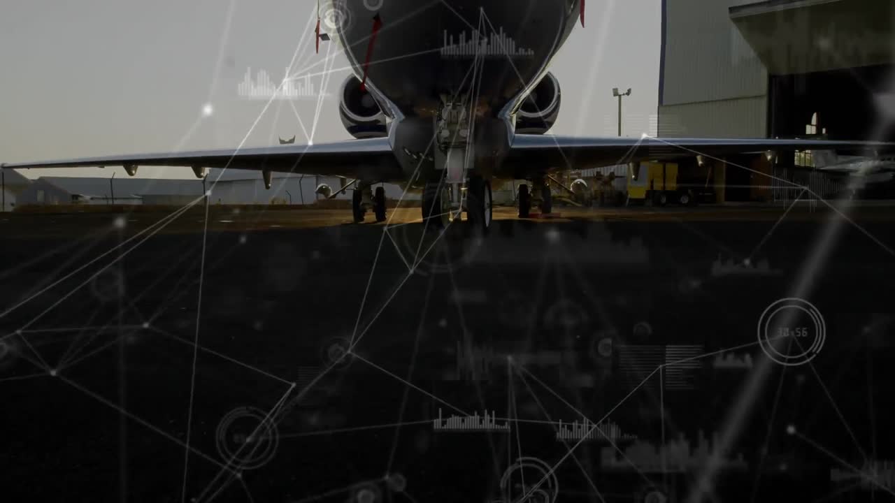 항공기 상의 통계 및 연결 네트워크의 애니메이션