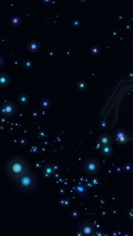 animación de puntos brillantes sobre una placa de circuitos de computadora