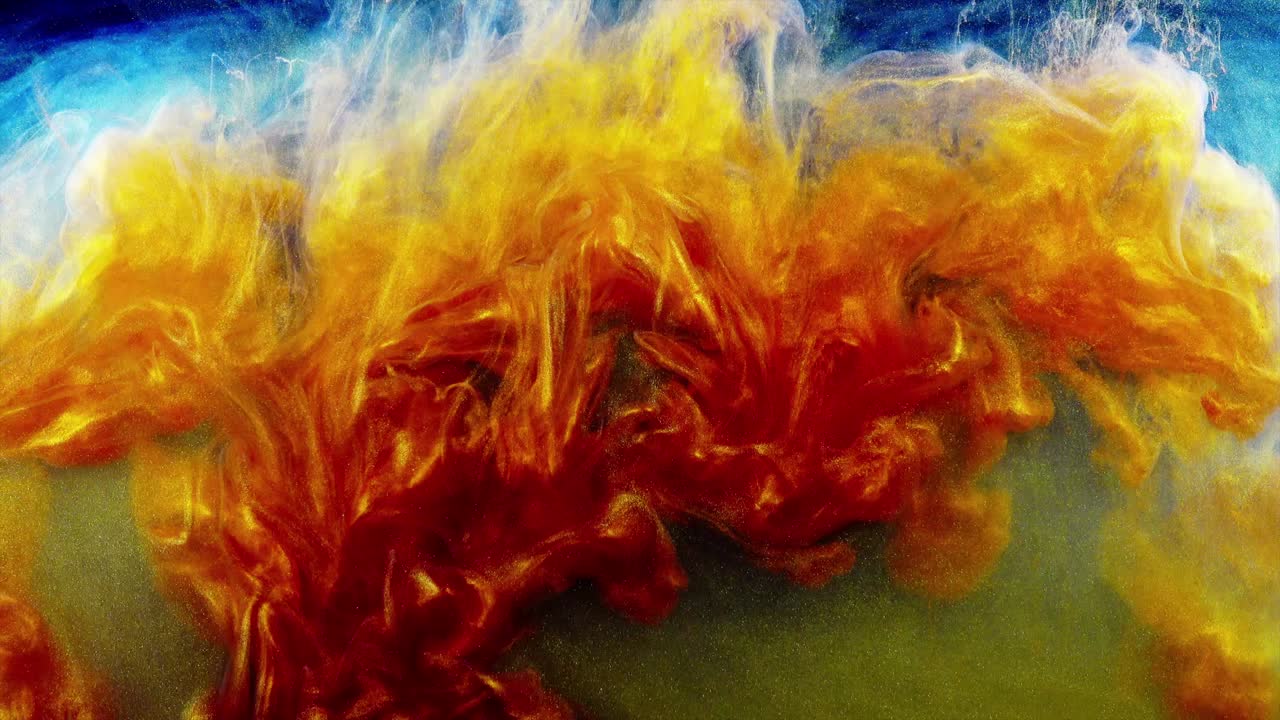 Abstracte vormen. Opnamen op een zwarte achtergrond. Mengen van verf.