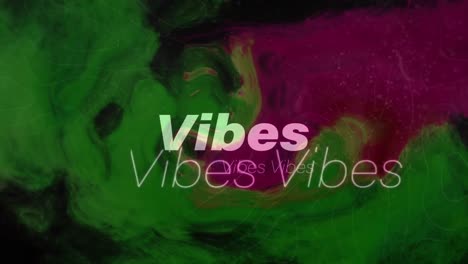 animation of vibes text in repetition over abstract cloud background