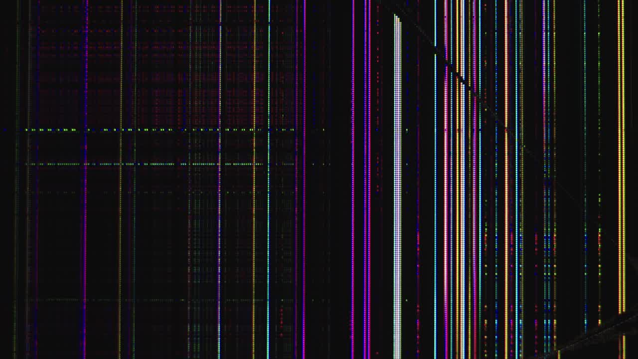 vista macro de pantalla lcd parpadeante rota