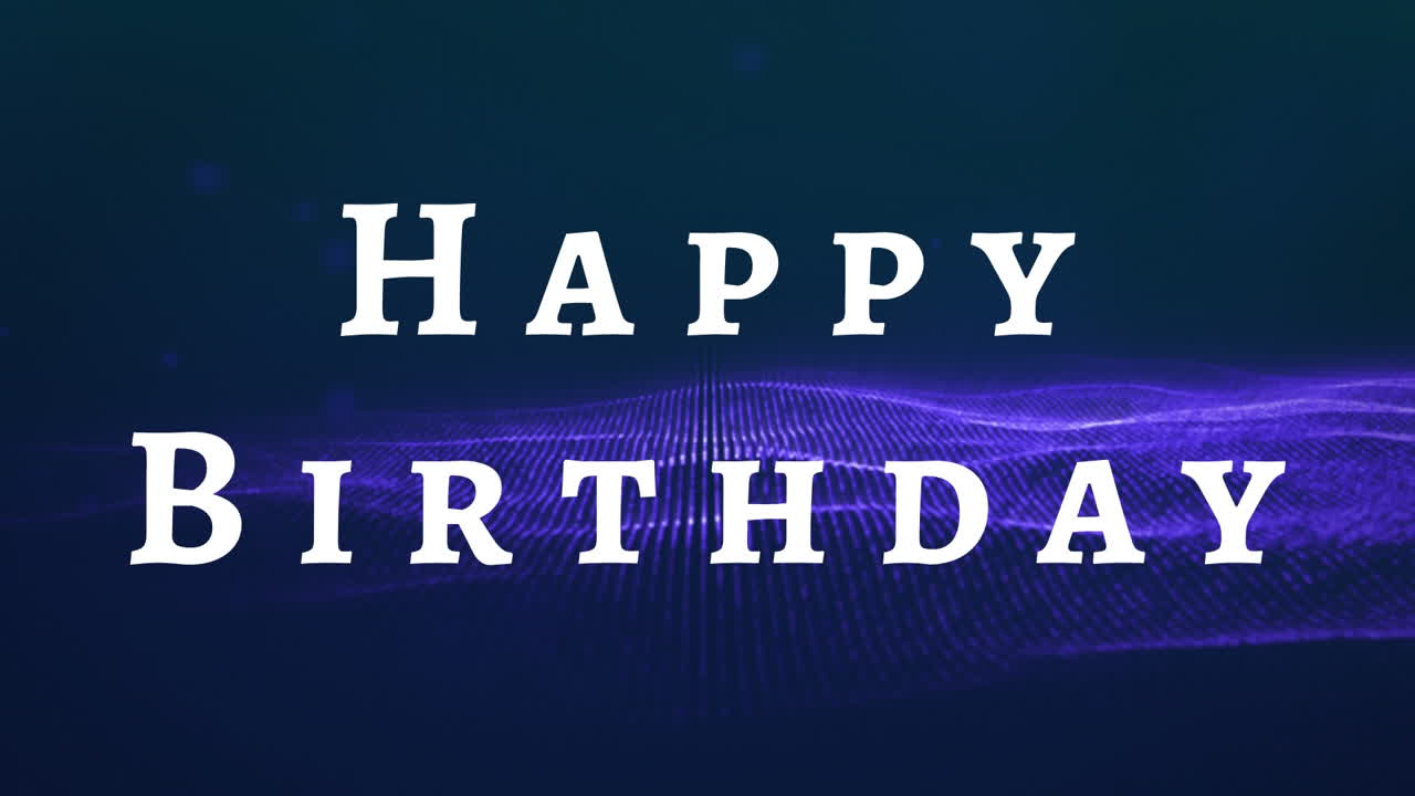 feliz cumpleaños con la modelización de olas en el fondo