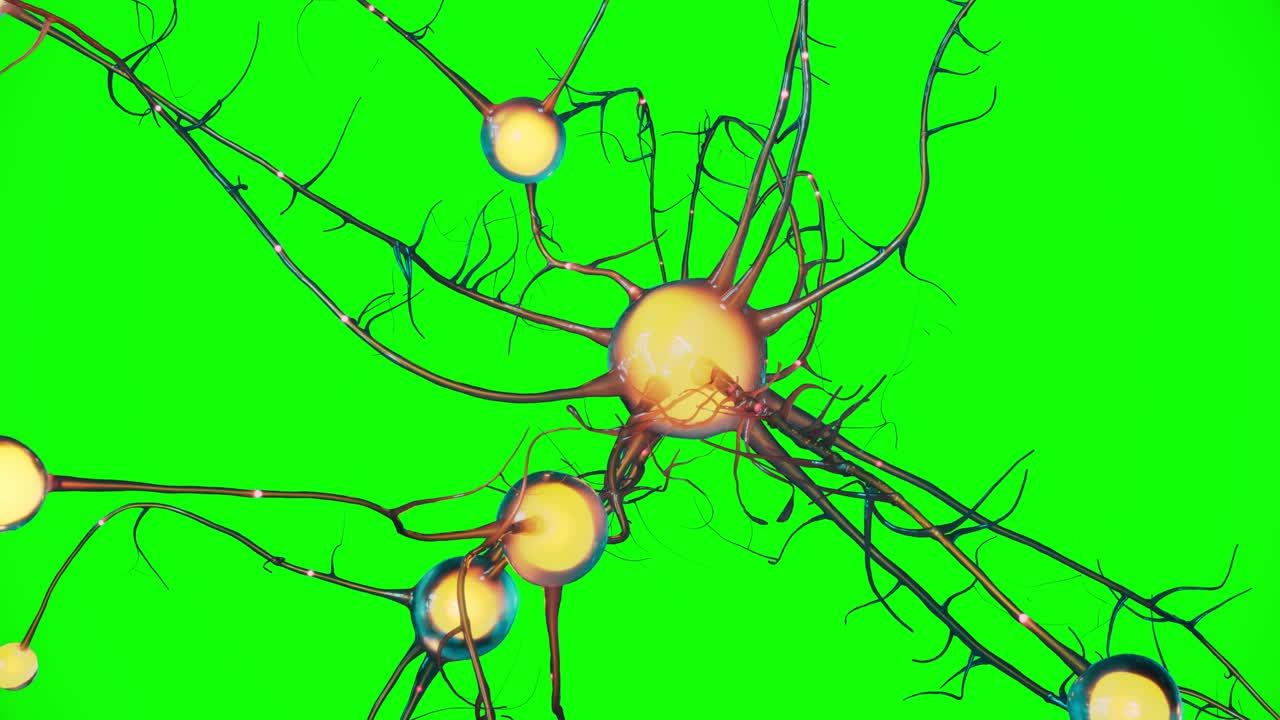 Futuristic glowing neurons firing across a dynamic, bioluminescent neural network