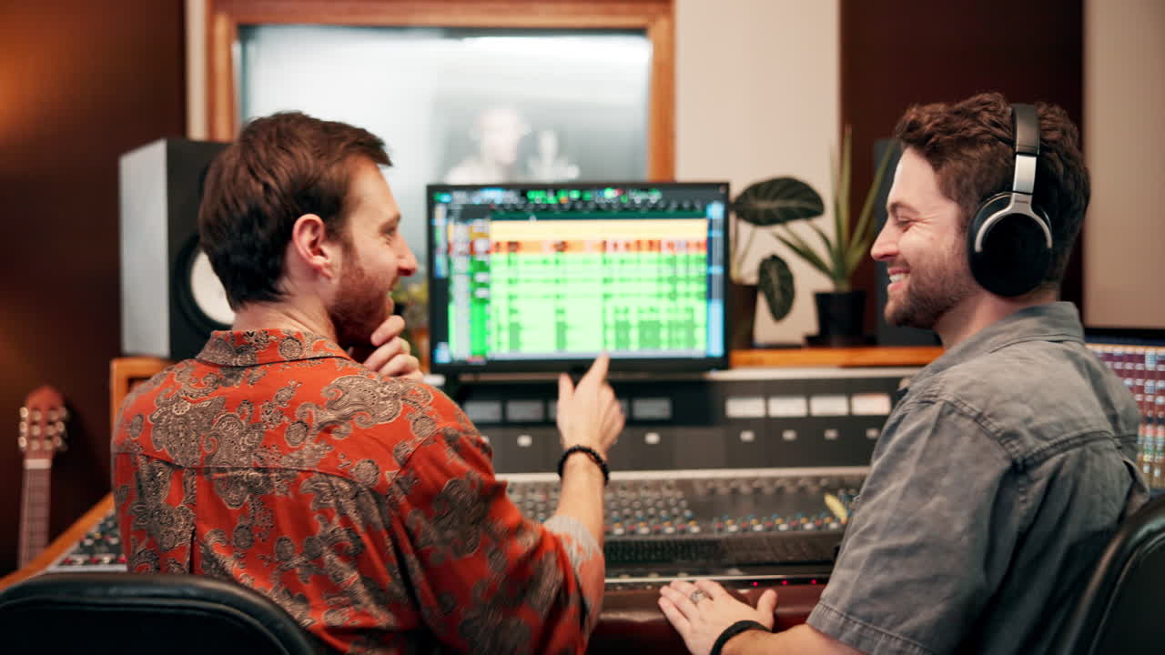 Men working in recording studio