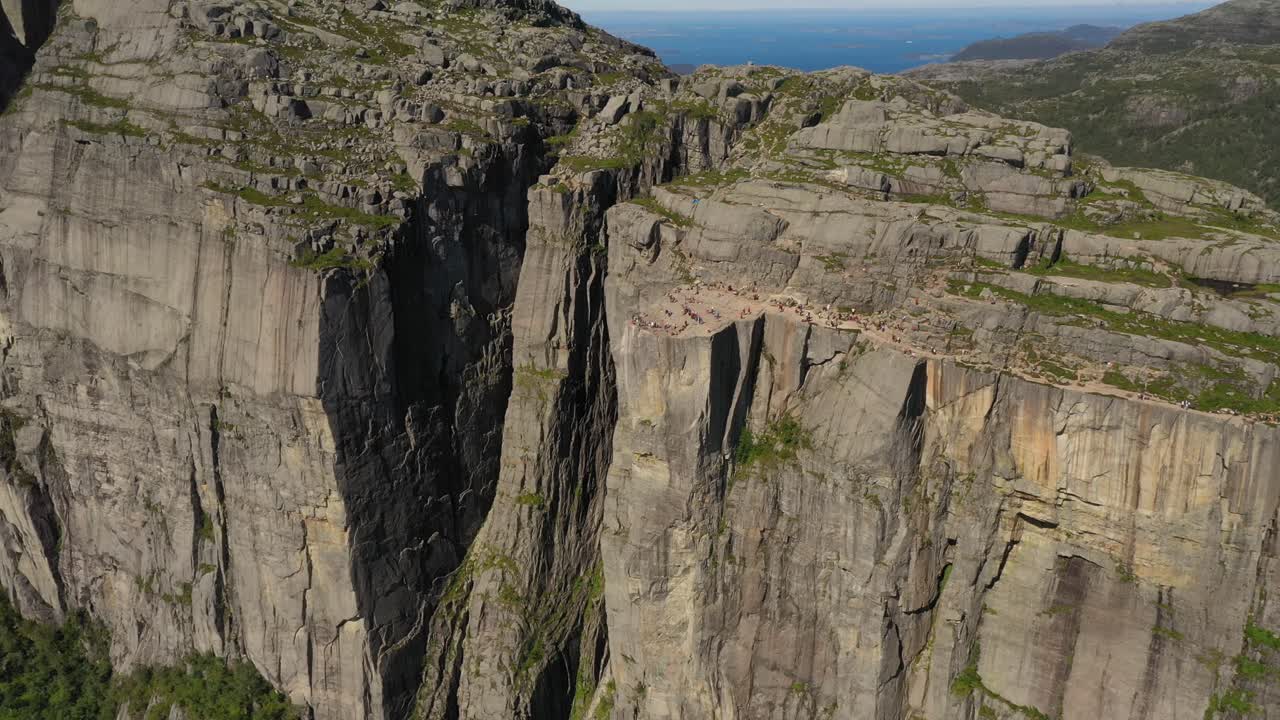 항공 영상 설교석 바위 preikestolen 아름다운 자연 노르웨이