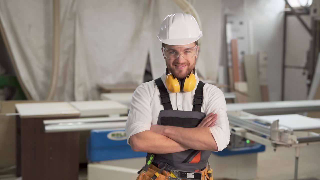 el carpintero mira a la cámara y sonríe