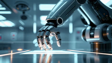 advanced robotic arm in futuristic laboratory