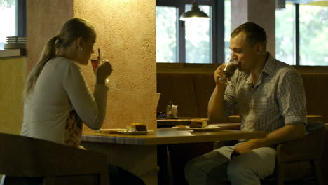 young couple in a cafe