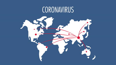 coronavirus pandemic animation with world map and advanced cases