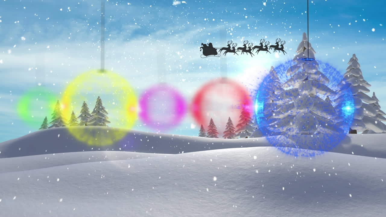 산타클로스 의 애니메이션, 눈 이 떨어지고,  ⁇  과 겨울 풍경 위 에 사 ⁇  과 함께