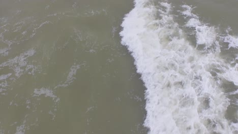 Aerial:-An-overcast-day-at-the-sand-beach-between-Domburg-and-Westkapelle,-the-Netherlands