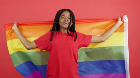 woman with lgbtq pride flag