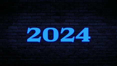 Neon-blue-Number-2024-animation-motion-graphics-on-brick-wall-background