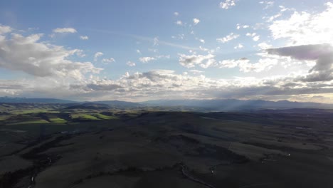 drone shot of a small town during winter