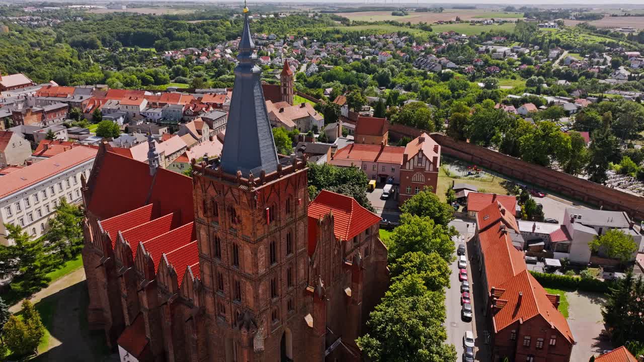 Aerial shot of Chełmno’s Church of Assumption symbol of Polish medieval heritage