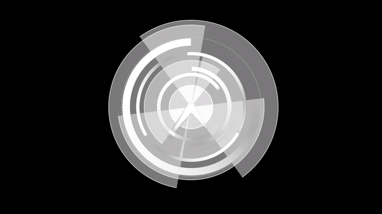 animación de escaneo de alcance con reloj sobre fondo negro