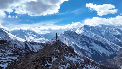 Snowy Mountain Peaks with People