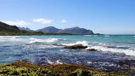 Beach-Lofoten-islands-is-an-archipelago-in-the-county-of-Nordland,-Norway.