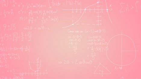 animation of hand written mathematical formulae over pink background