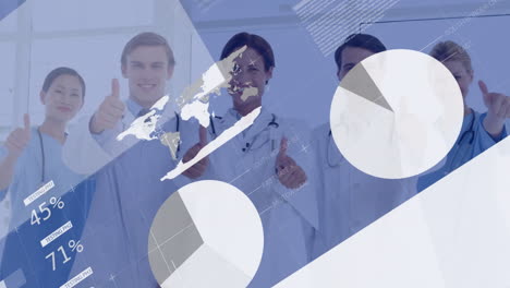 animación del procesamiento de datos financieros sobre diversos médicos