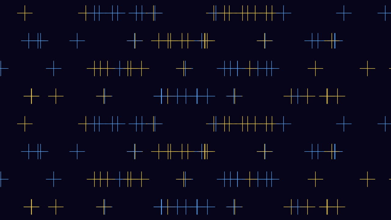 cruces geométricas digitales de neón en filas