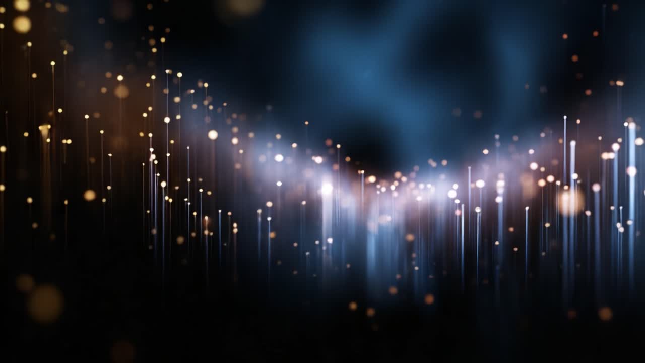 Immagini astratte mozzafiato che mostrano una splendida combinazione di sfere luminose e striature di luce vivaci su uno sfondo scuro ipnotico, perfette per arte digitale e design