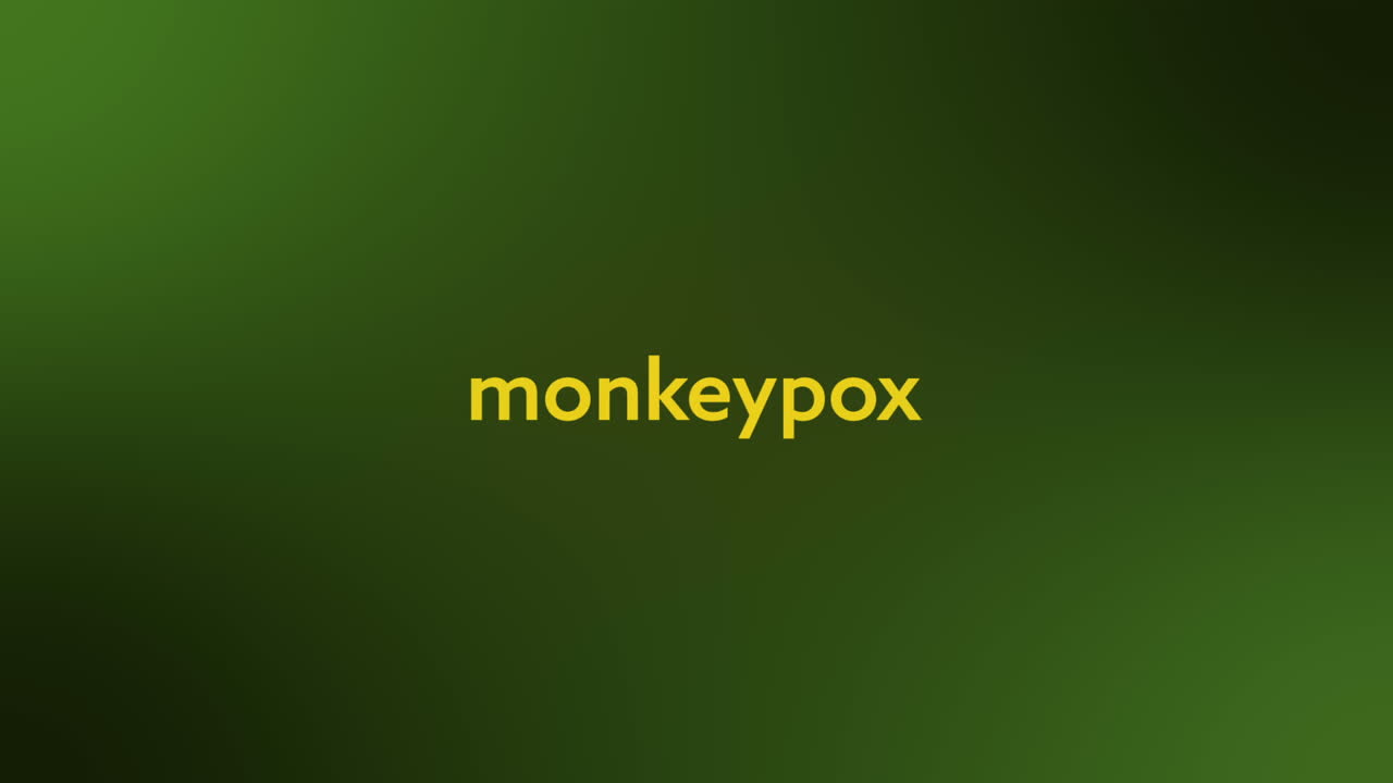 animación del texto de la viruela del mono sobre un fondo verde