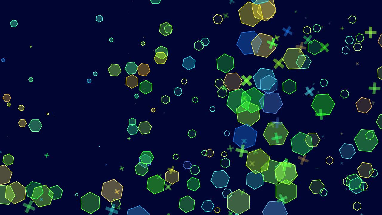 4k 애니메이션 배경의 다채로운 육각형