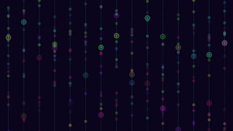 colorful dot curtain on black background abstract pattern of multicolored dots in varying sizes