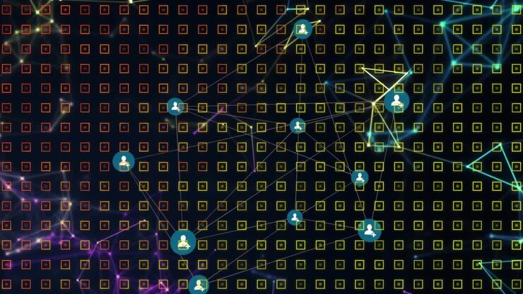 Animation of network of connections on digital background