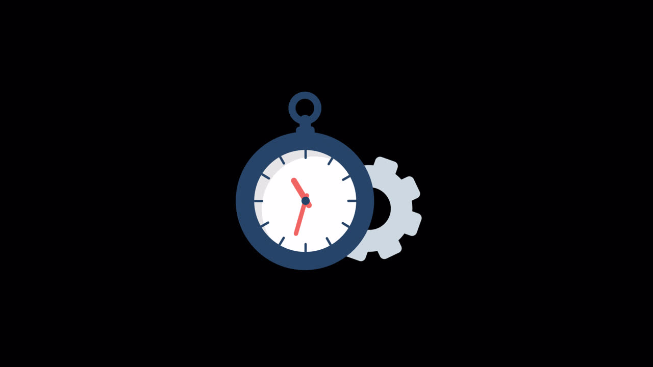 Animated Clock and Gear Icon Illustrating Time Management