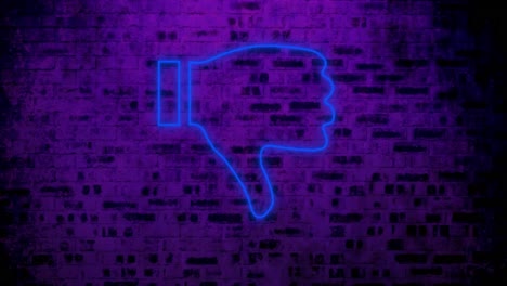 thumbs down neon sign on brick wall 4k