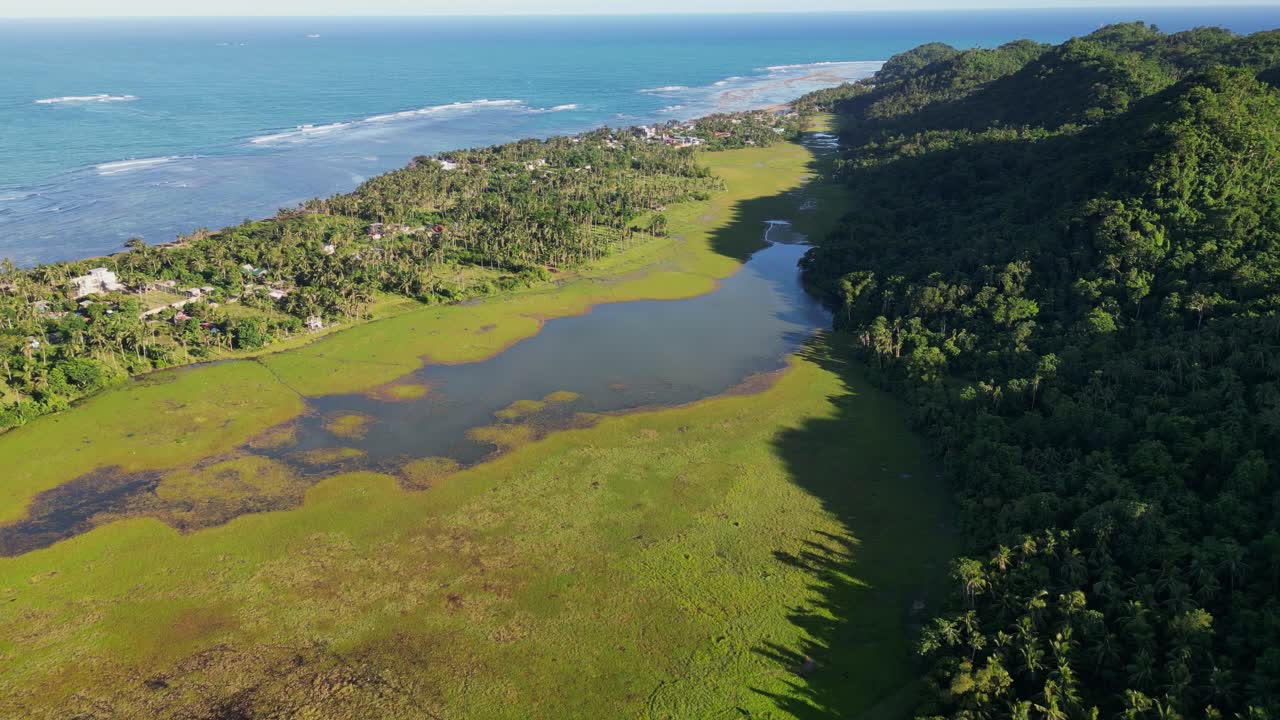 Nature Reserve Near Coastal Village Of Antipolo In Virac, Catanduanes In The Philippines. Aerial Drone Shot