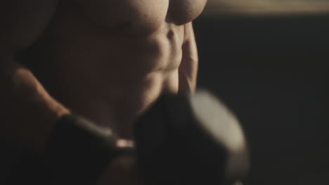 muscular man with dumbbells