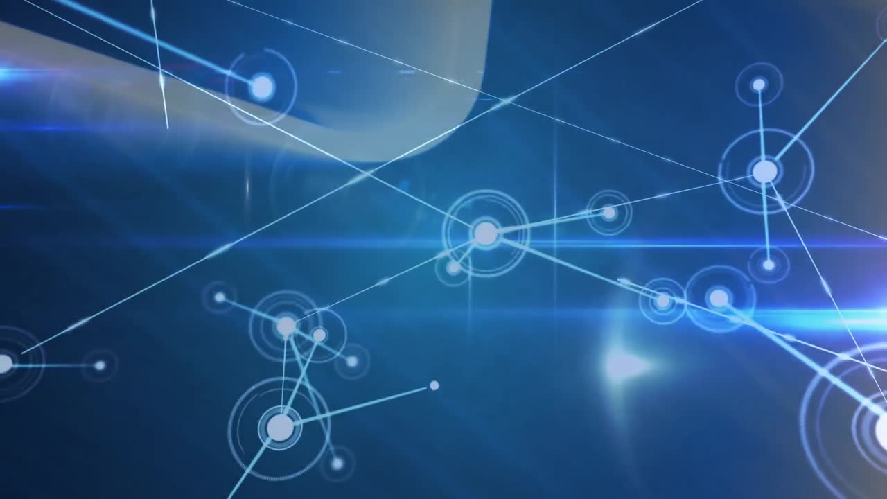 animación de redes de conexiones sobre fondo azul