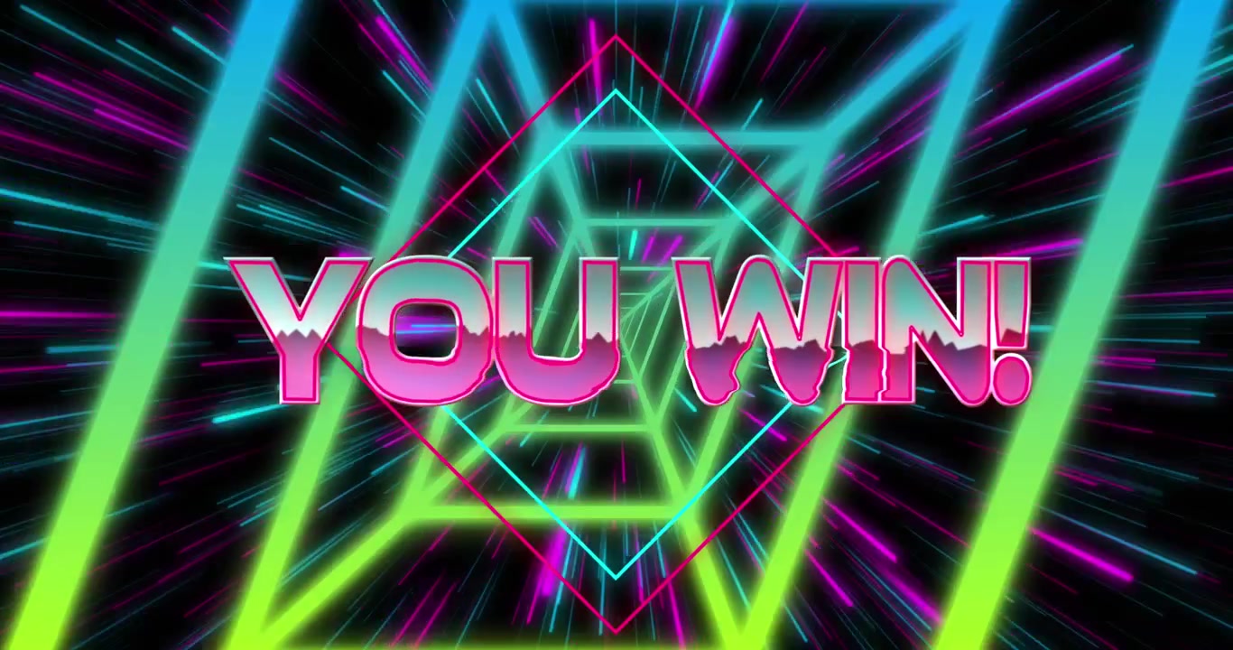 Animace textu „Vyhráli jste“ přes tvary