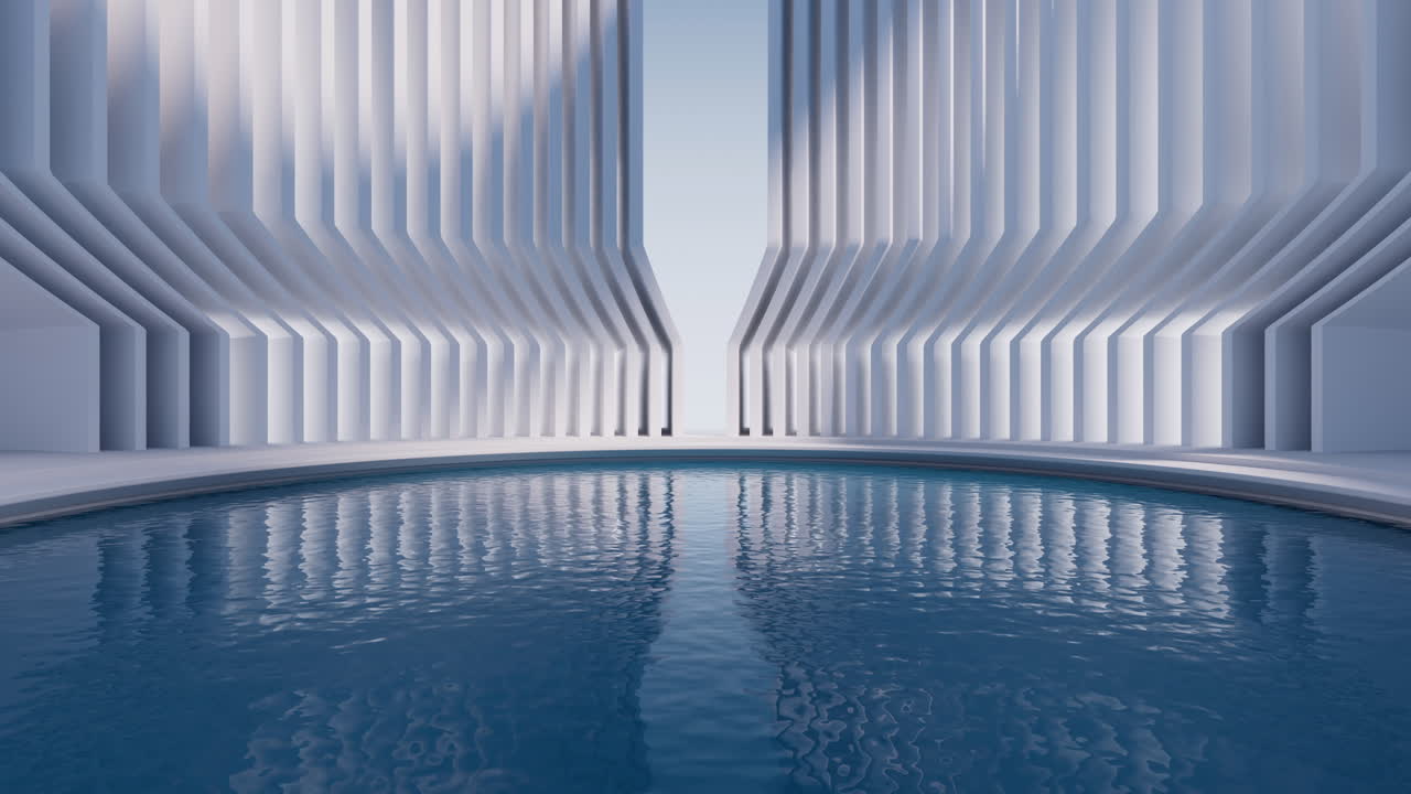 Water surface with creative geometric structure, 3d rendering.
