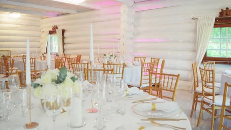 elegant rustic wedding reception in a log cabin