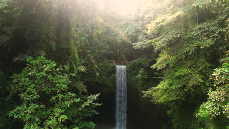 aerial of the tibumana waterfall on bali, indonesia