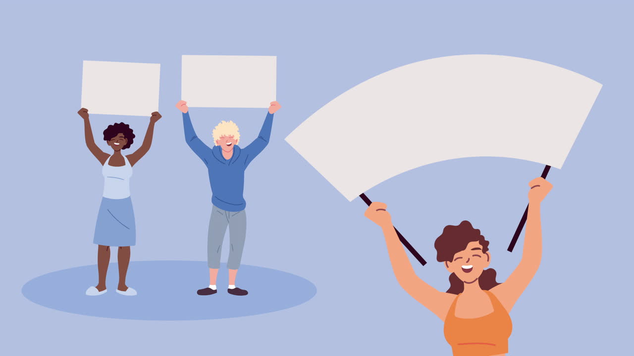 Diverse Group Holding Protest Signs