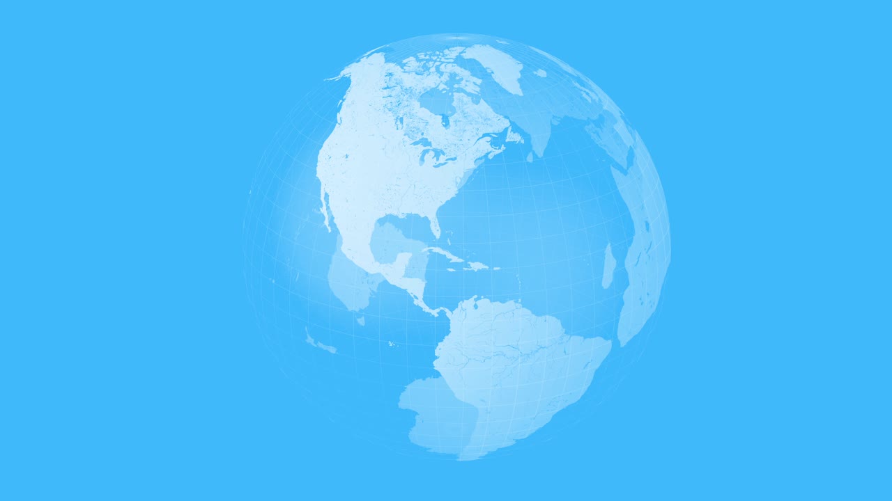 회전하는 행성 지구 운동 그래픽은 파란색으로 고립되어 있습니다.