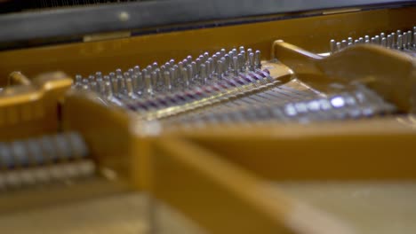 close up of strings within a concert grand piano