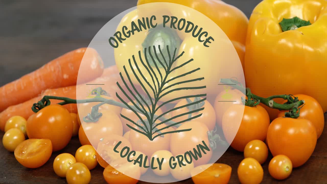 신선한 채소 위에 채식주의 텍스트의 애니메이션