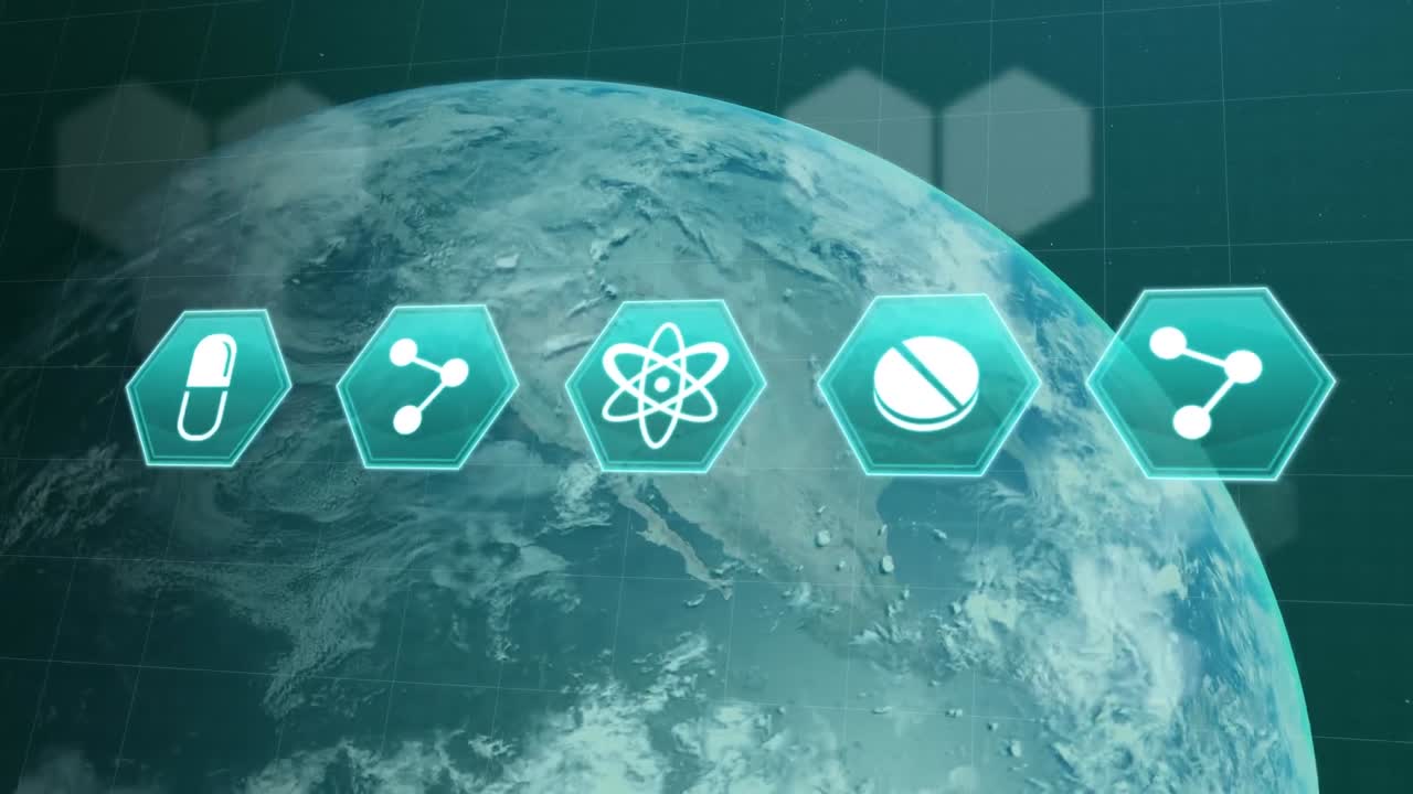 íconos médicos sobre el planeta tierra.